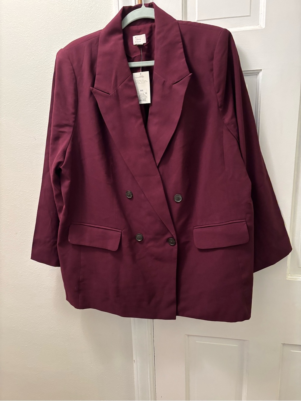 A New Day Oversized Double-Breasted Burgundy Blazer
Size XXL